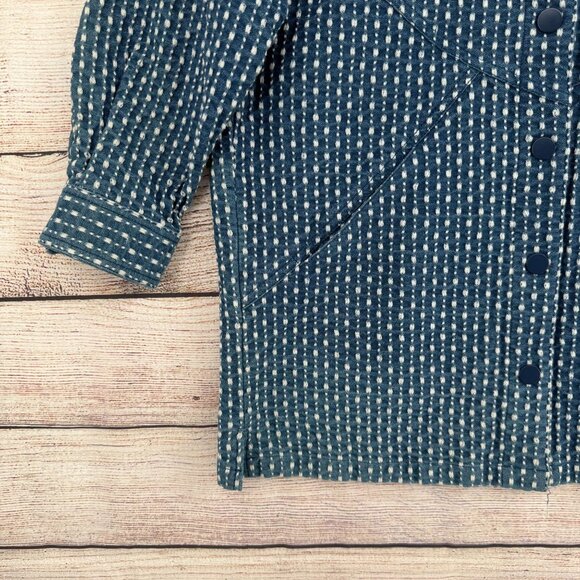 Zow Zow Striped Embroidered Denim Snap Down Jacket‎ Women's Large Blue/White - Picture 5 of 12